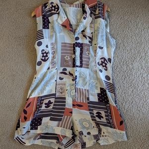 Vintage Patterned Romper | M